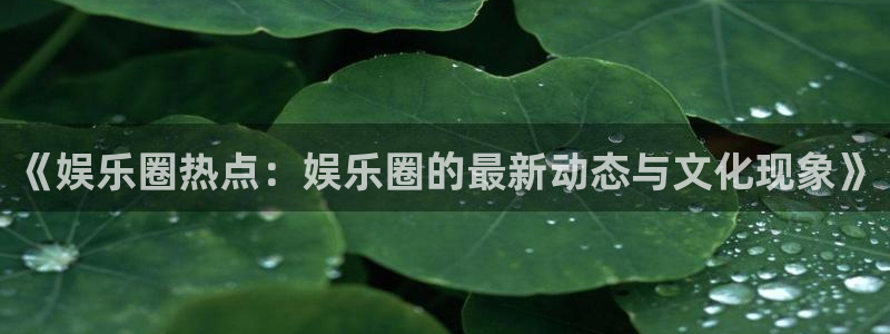 蓝狮娱乐平台官网：《娱乐圈热点：娱乐圈的最新动态与文化现象》